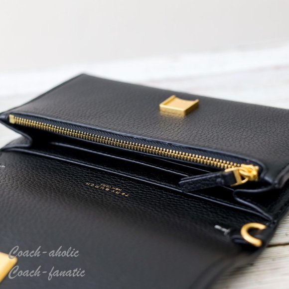 NWT Tory Burch Thea Small Pebble Leather Flat Wallet Crossbody in Black - Picture 11 of 12